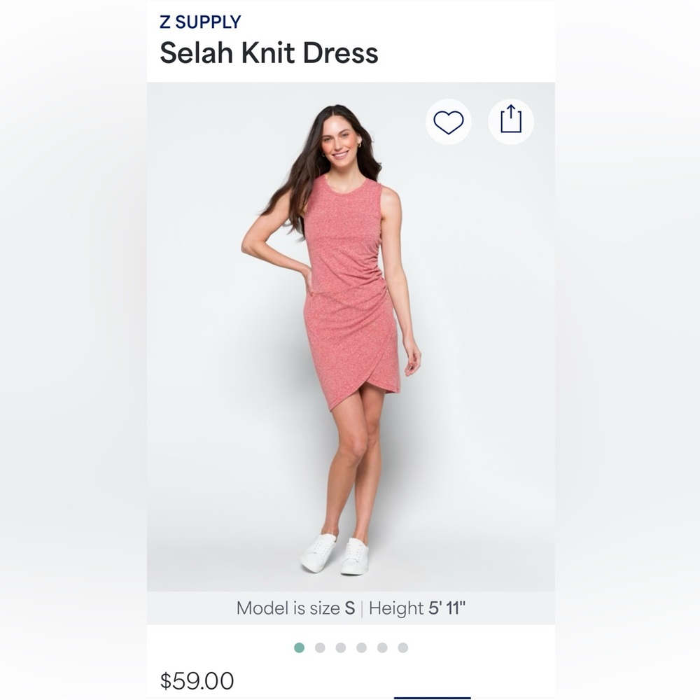 Z Supply Reddish Pink Asymmetrical Ruched Wrap Dress size medium.